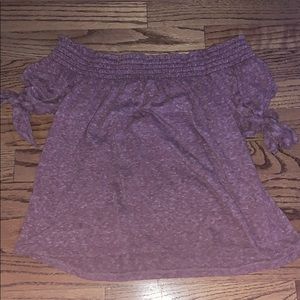 pink off the shoulder shirt